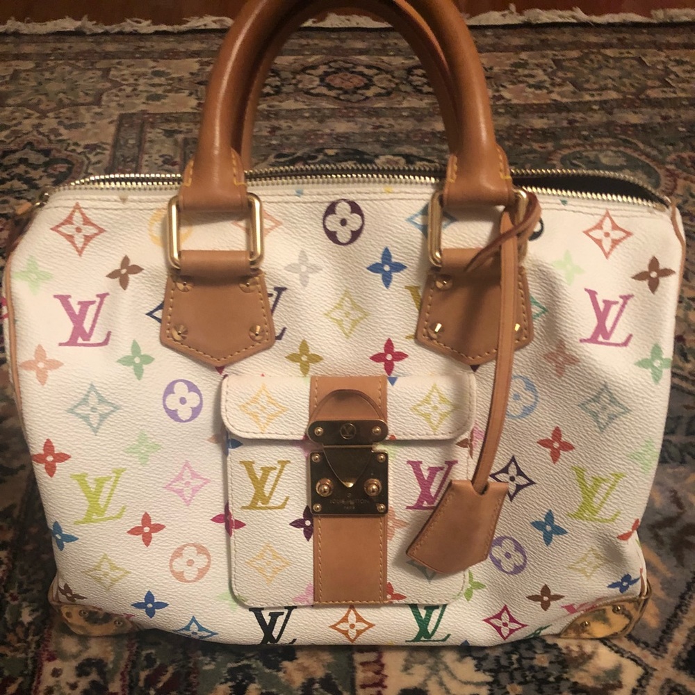 LV White Monogram Multicolor Canvas Speedy